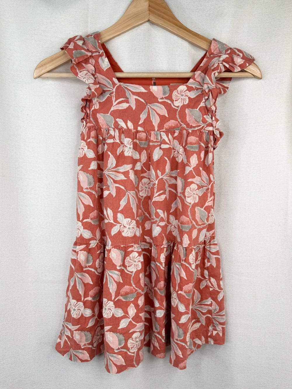 Faherty Girls Sundress Sun Chaser Size 6 Rust Terracotta Floral Tiered